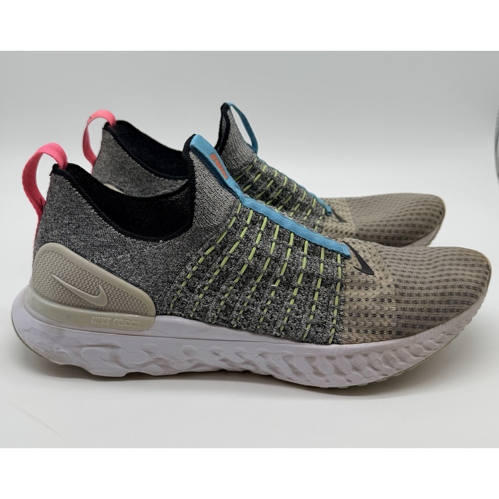 Nike React Phantom Run Flyknit 2 Mens 12‎ Shoes Gray Volt Pink CZ7865-100